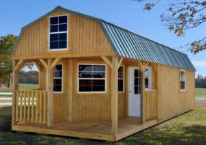 Treated Wood Deluxe Lofted Cabins for sale in Gulfport, MS make great cabins and tiny houses 